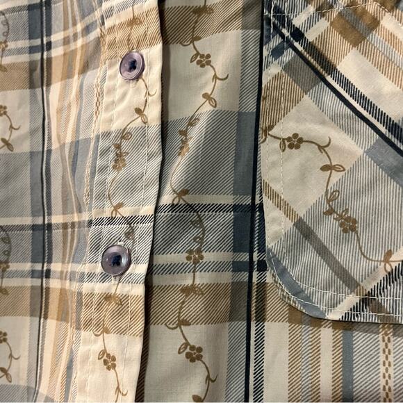 Adrian Delafield Short Sleeve Plaid Button-Down w/Vine Pattern - Size M - Picture 3 of 5